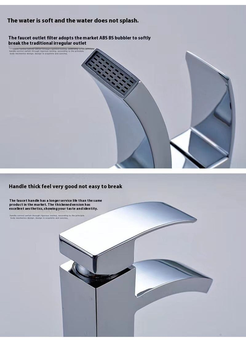 Modern Single-Hole Bathroom Waterfall Basin Faucet Mixer Tap