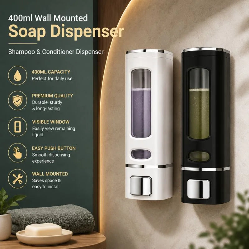 400ml Soap Dispenser Wall Mounted Shampoo And Conditioner Dispenser
