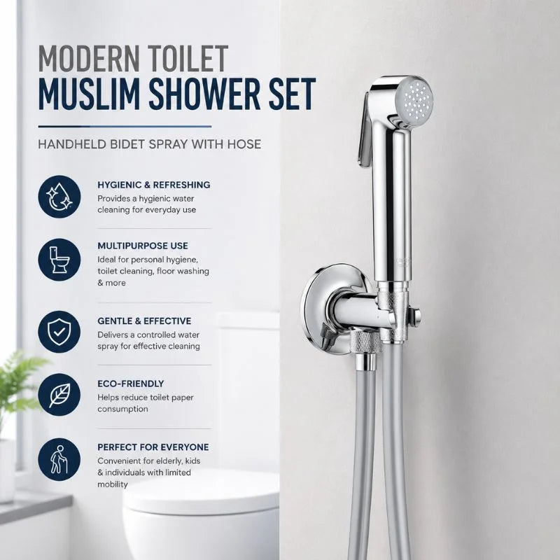 ABS Plastic Space Grey Modern Toilet Muslim Shower Set