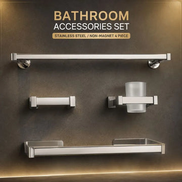 Bathroom accessories set stainless steel/ non-magnet 4 piece