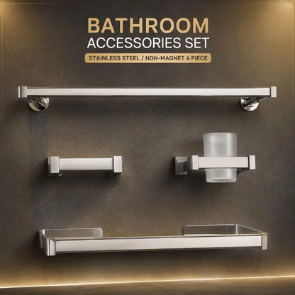 Bathroom accessories set stainless steel/ non-magnet 4 piece