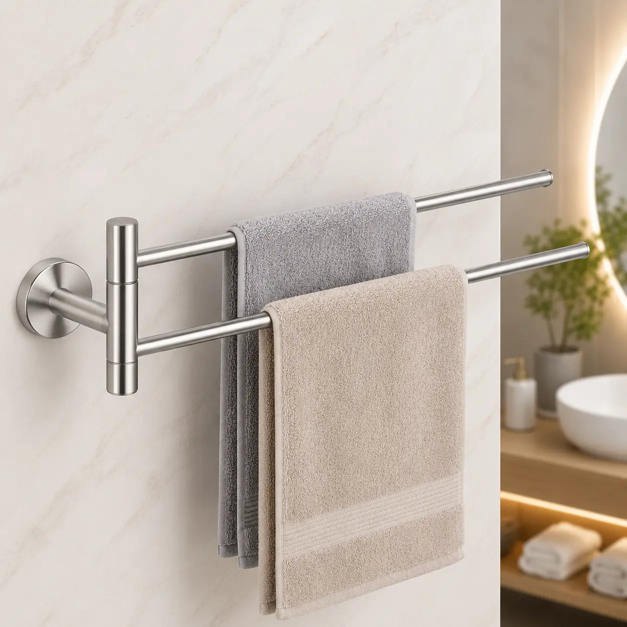 Premium Stainless Steel Double Towel Hanging Bar | Wall Mounted Towel Rack