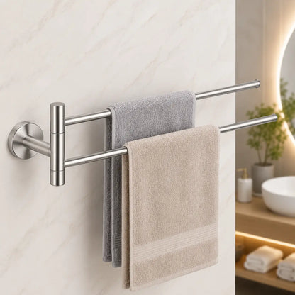 Premium Stainless Steel Double Towel Hanging Bar | Wall Mounted Towel Rack