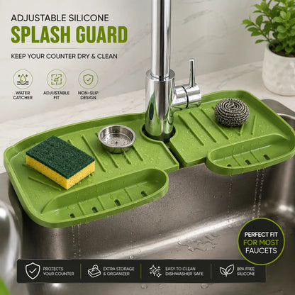 Universal Silicone Faucet Splash Guard & Organizer