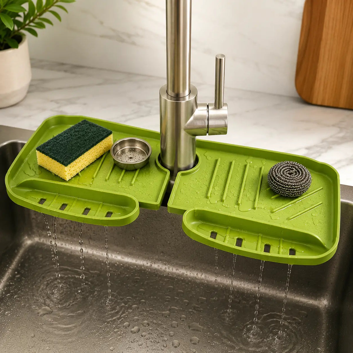 Universal Silicone Faucet Splash Guard & Organizer