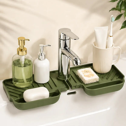 Universal Silicone Faucet Splash Guard & Organizer
