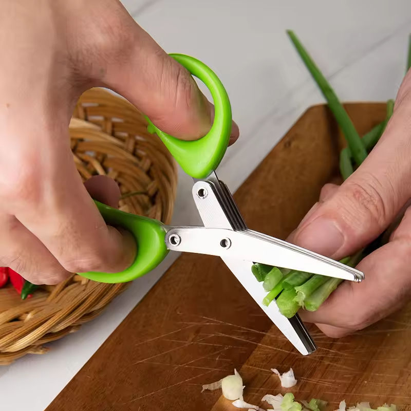 5 Layer Stainless Steel Kitchen Scissors Multi Blade Herb Vegetable Cutter