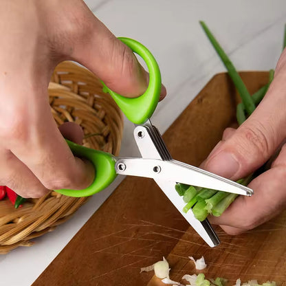 5 Layer Stainless Steel Kitchen Scissors Multi Blade Herb Vegetable Cutter