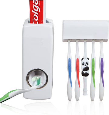 Wall Mounted Automatic Toothpaste Squeezer Dispenser Toothbrush Holder Set