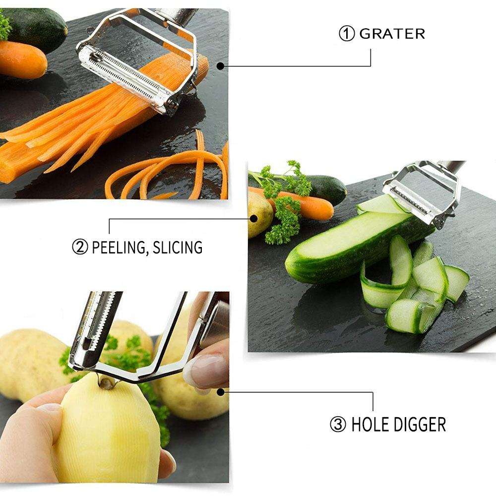 2-in-1 Stainless Steel Vegetable Peeler – Peeling & Julienne Cutter