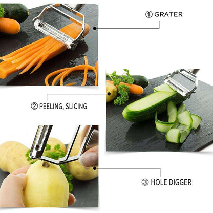 2-in-1 Stainless Steel Vegetable Peeler – Peeling & Julienne Cutter