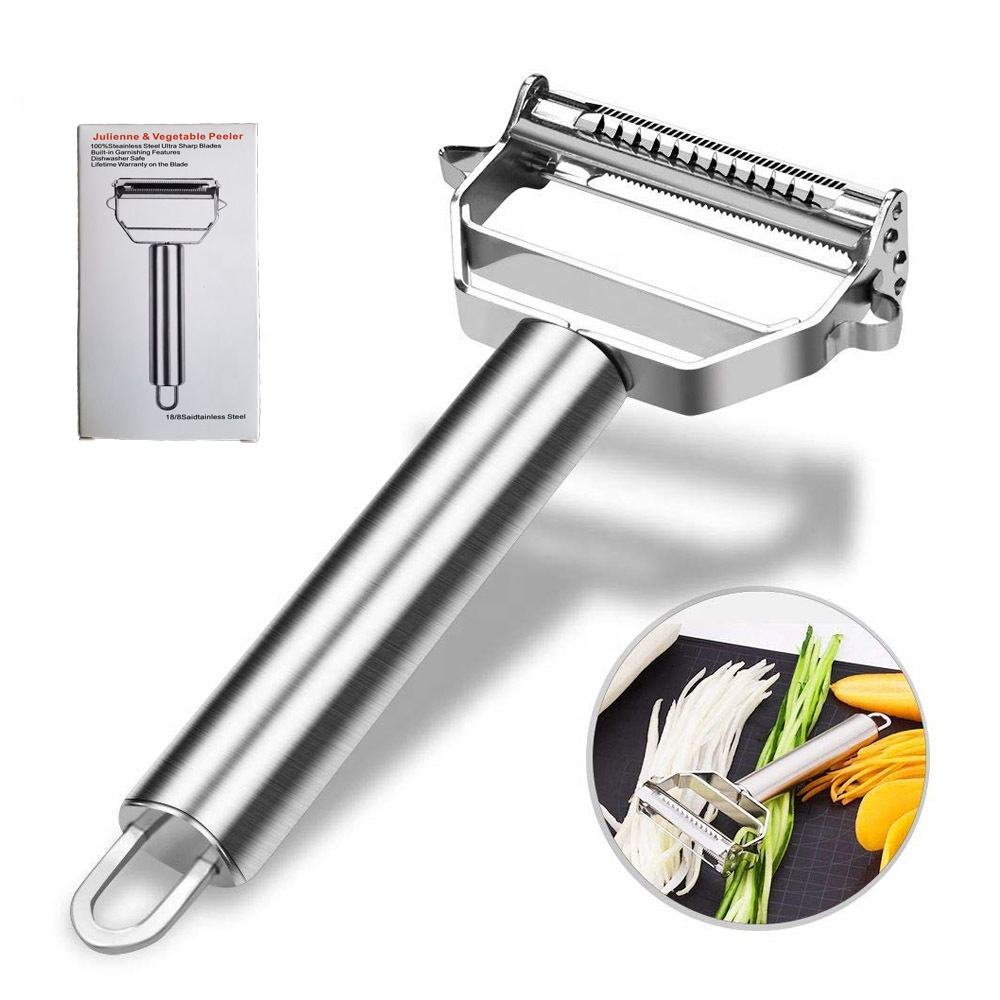 2-in-1 Stainless Steel Vegetable Peeler – Peeling & Julienne Cutter