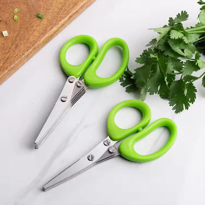 5 Layer Stainless Steel Kitchen Scissors Multi Blade Herb Vegetable Cutter