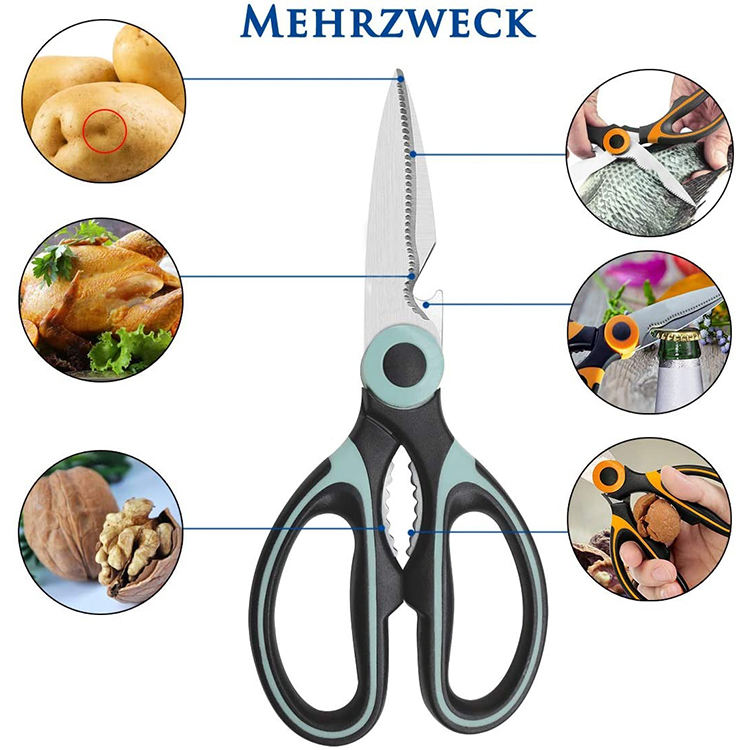5 in 1 Multi Functional Kitchen Scissors Stainless Steel Heavy Duty Food Shears