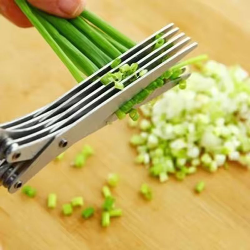 5 Layer Stainless Steel Kitchen Scissors Multi Blade Herb Vegetable Cutter