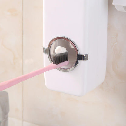 Wall Mounted Automatic Toothpaste Squeezer Dispenser Toothbrush Holder Set