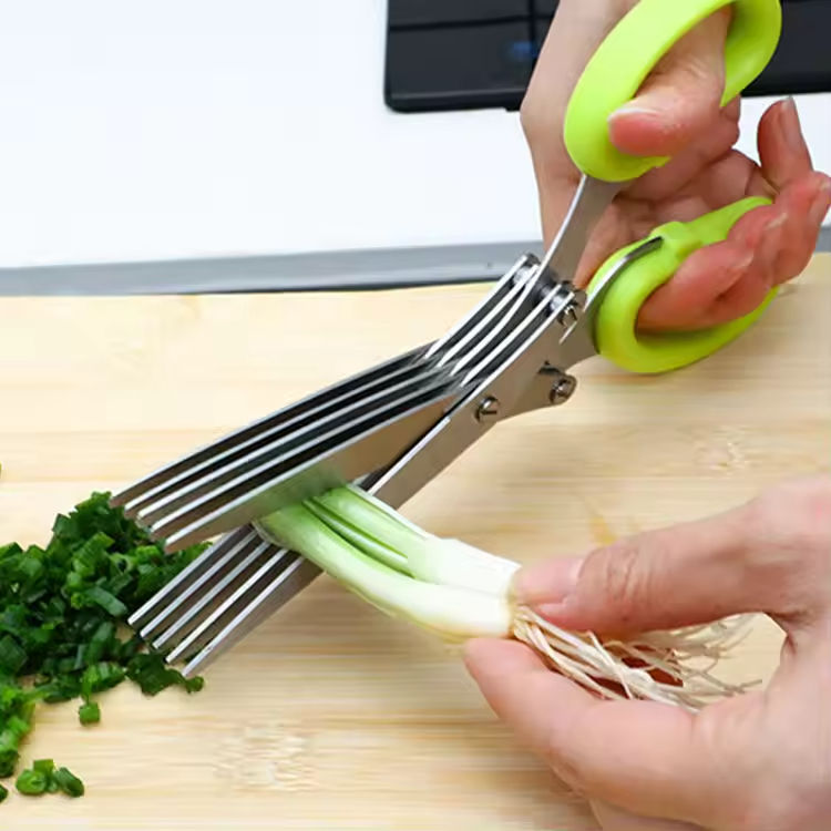 5 Layer Stainless Steel Kitchen Scissors Multi Blade Herb Vegetable Cutter