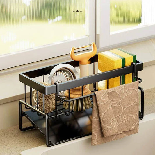 Kitchen & Bathroom Draining Rack & Sponge Holder – Rust-Resistant Storage Organizer