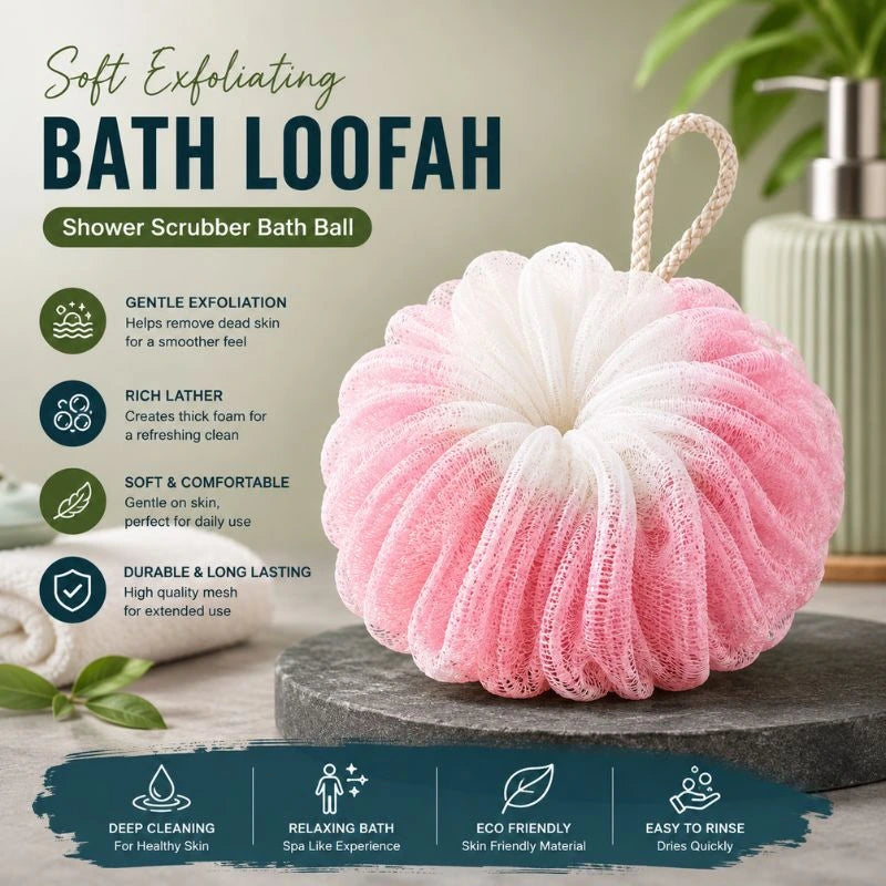 Loofah Sponge for Body Cleaning Bath Ball Soft Exfoliating Scrubber Sponge