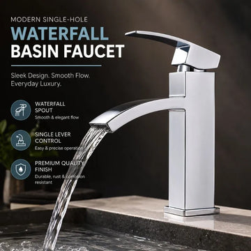 Modern Single-Hole Bathroom Waterfall Basin Faucet Mixer Tap