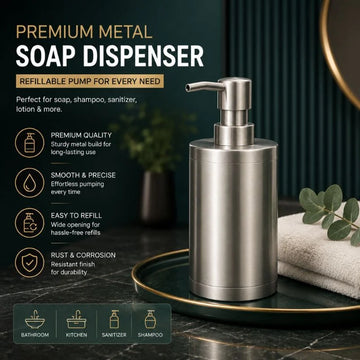 Premium Quality Metal Soap, shampoo and sanitizer dispenser