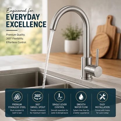 Premium Quality Stainless Steel 360 Moving Kitchen & Bathroom Mixer - AQUA FIT