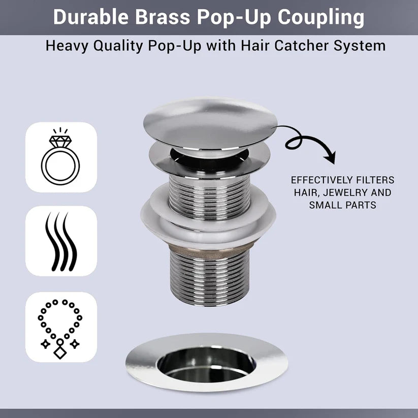 Wash Basin Pop-Up Drain Stopper – Universal Fit, Chrome Finish