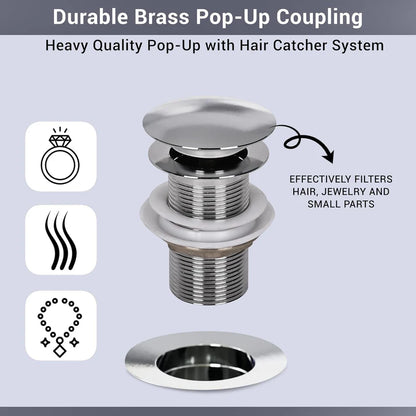 Wash Basin Pop-Up Drain Stopper – Universal Fit, Chrome Finish