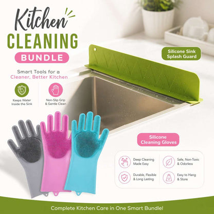 Kitchen cleaning Bundle - Silicon gloves & Sink Splash Card