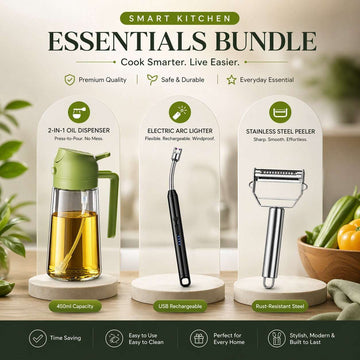 Essentials bundle - 2 in 1 peeler - Rechargeable lighter & oil Dispenser