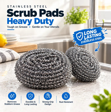 Pack of 12 pcs Stainless Steel Dish Washing Scrub Pads