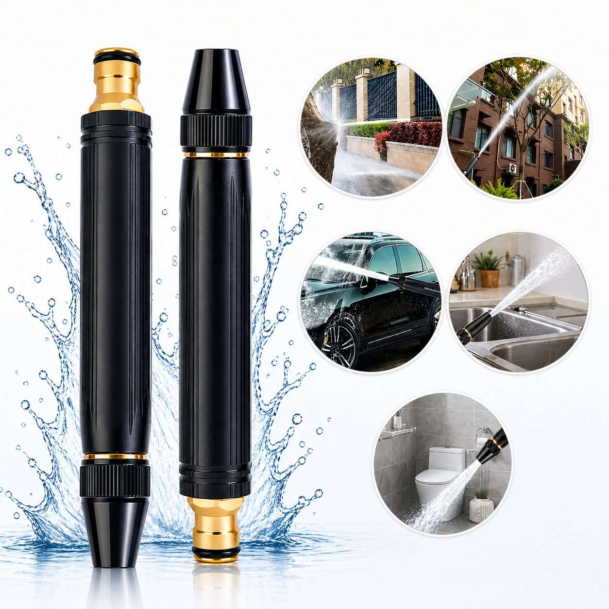 Adjustable Power Jet Water Nozzle – Heavy Duty Spray for Home & Outdoor Cleaning